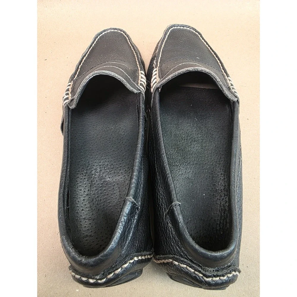 Polo Ralph Lauren (Sz 9 D) Telly Driving Shoes Loafers Black Pebbled Leather